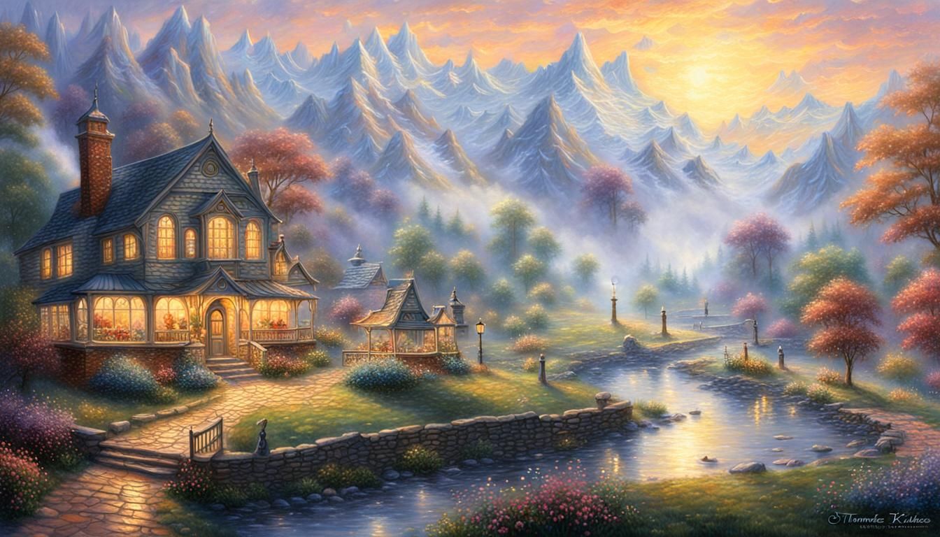 Ethereal Fantasy Scene in Golden Hour