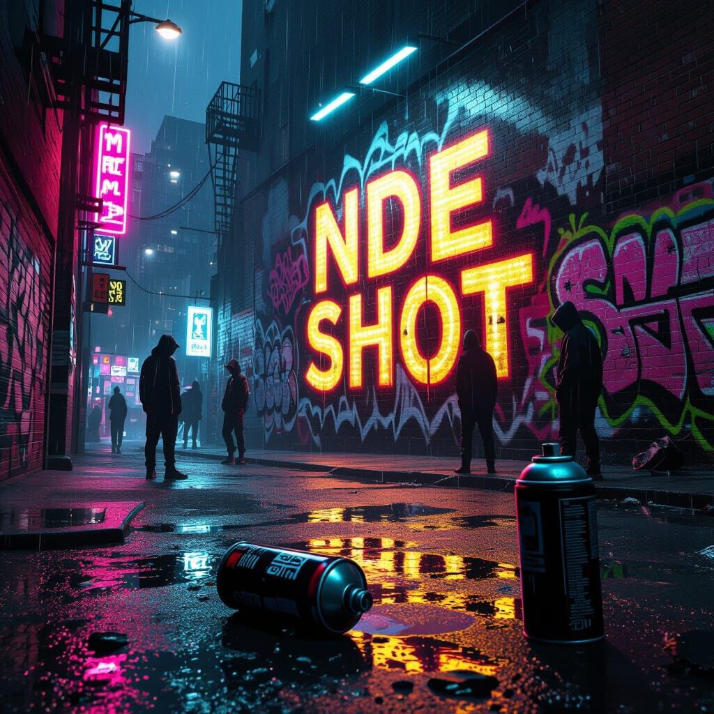 Gritty Urban Alleyway Scene in Film Noir Aesthetic