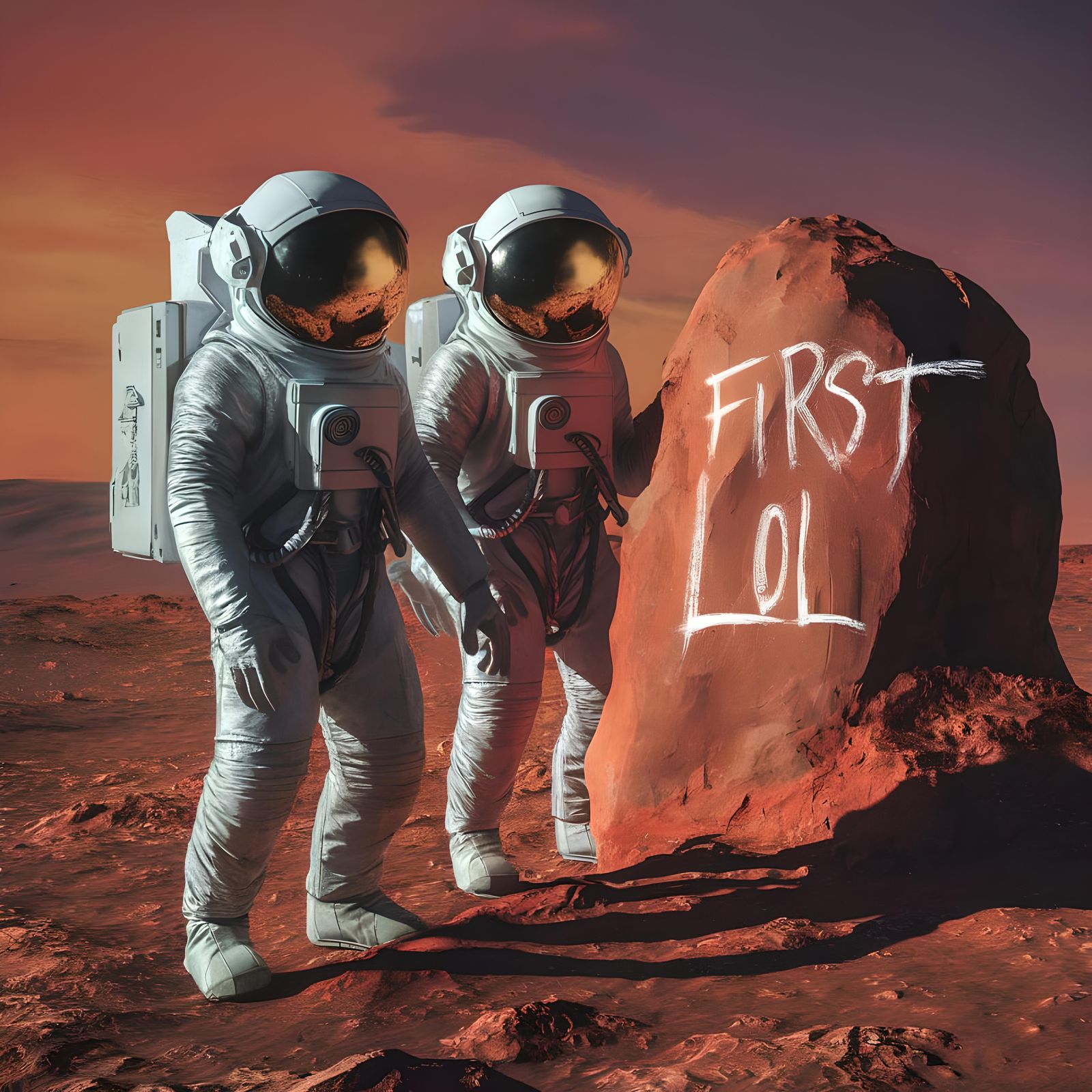 Astronauts Discovering Graffiti on Mars