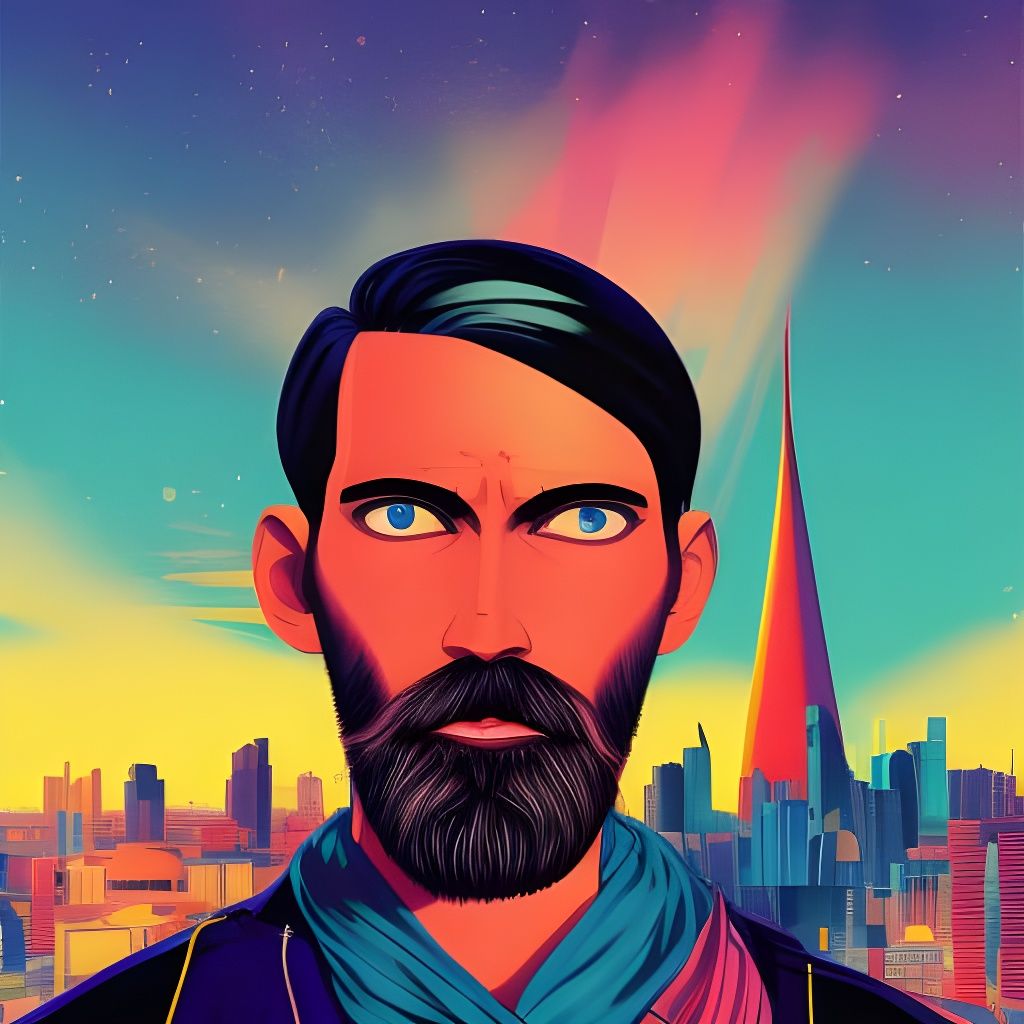Rasputin Pop Art Portrait with Karachi Skyline