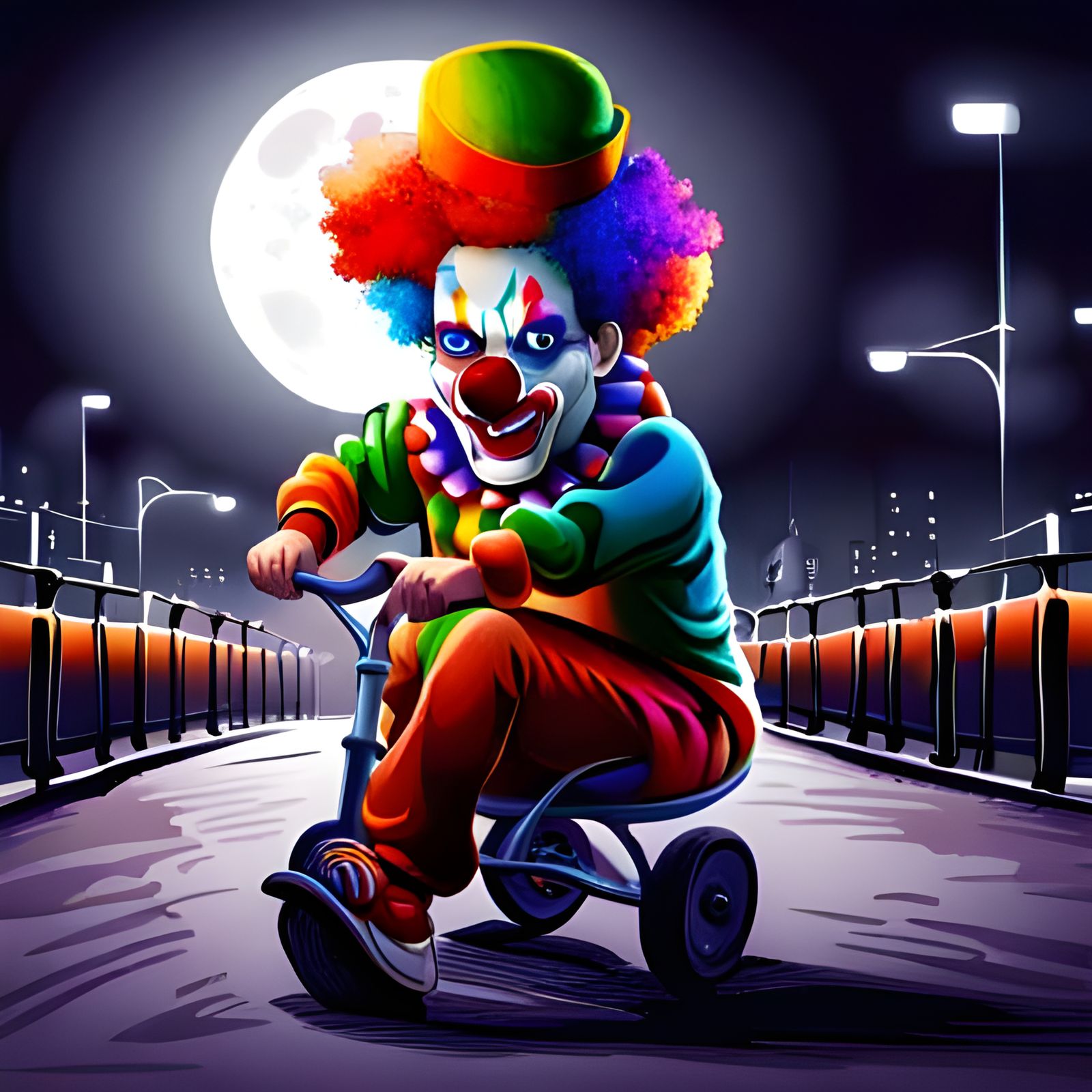 Sad Clown on Tricycle, Stokoe-esque Illustration