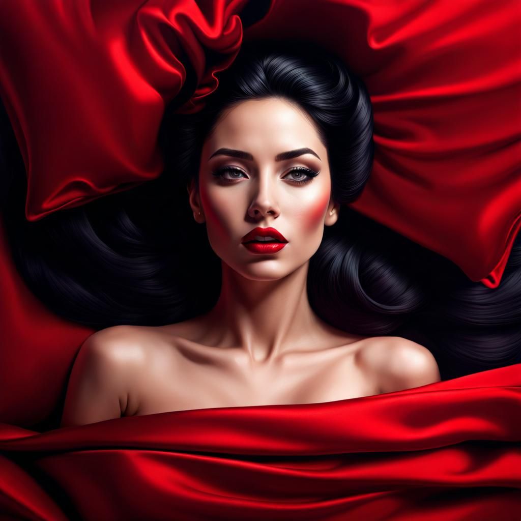 Passionate Woman with Red Lipstick Concept Art
