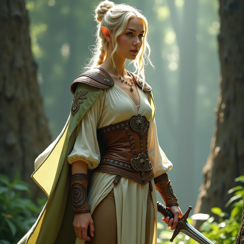 Forest Elf Warrior with Glowing Sword