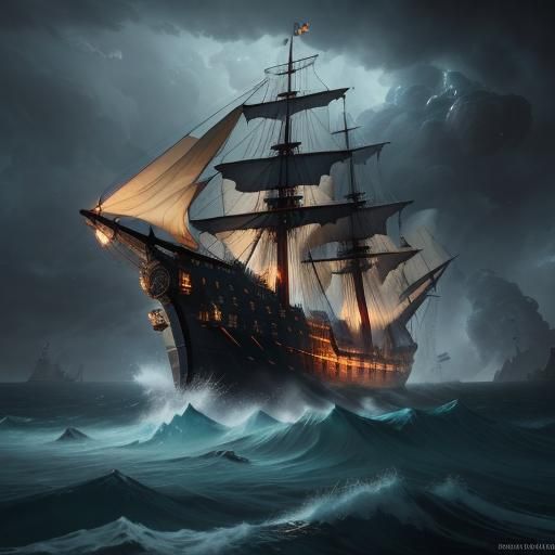Galleon Sinking in Violent Storm: Matte Painting
