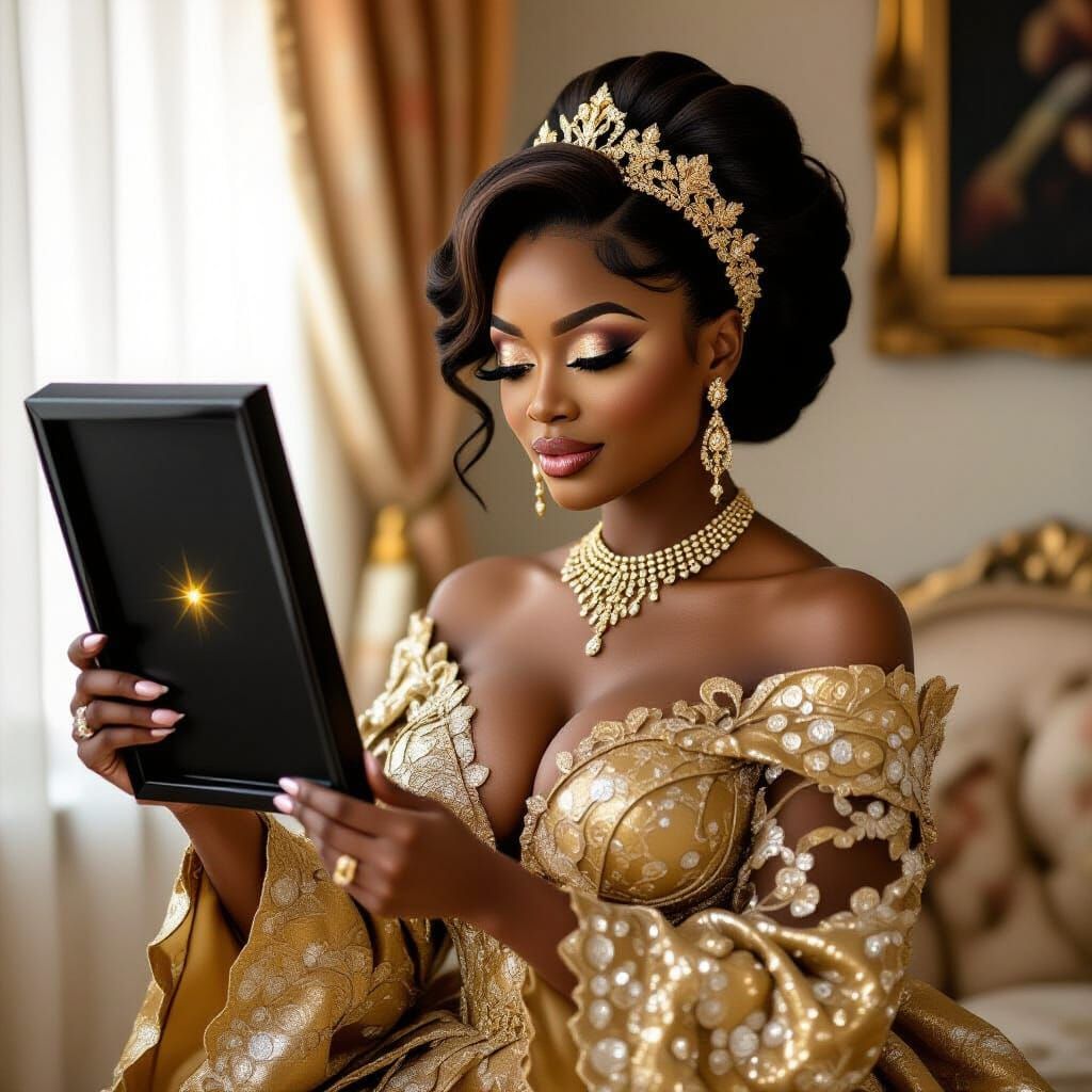 Glamorous Nigerian Billionaire Noticing Blinking Light