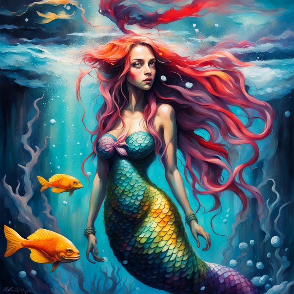 Mermaid in Graffiti Street Art Style