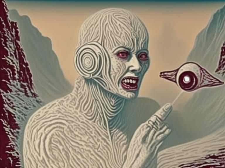 Eerie Antarctic Landscape with Magenta Tentacles