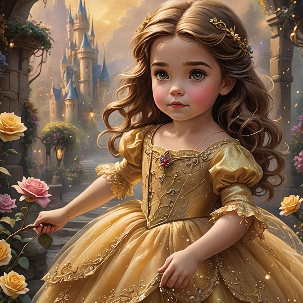Beauty and the Beast: Little Belle in Gold Dress