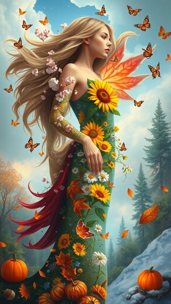 A Dreamlike Goddess Embodied in Nature's Cycles