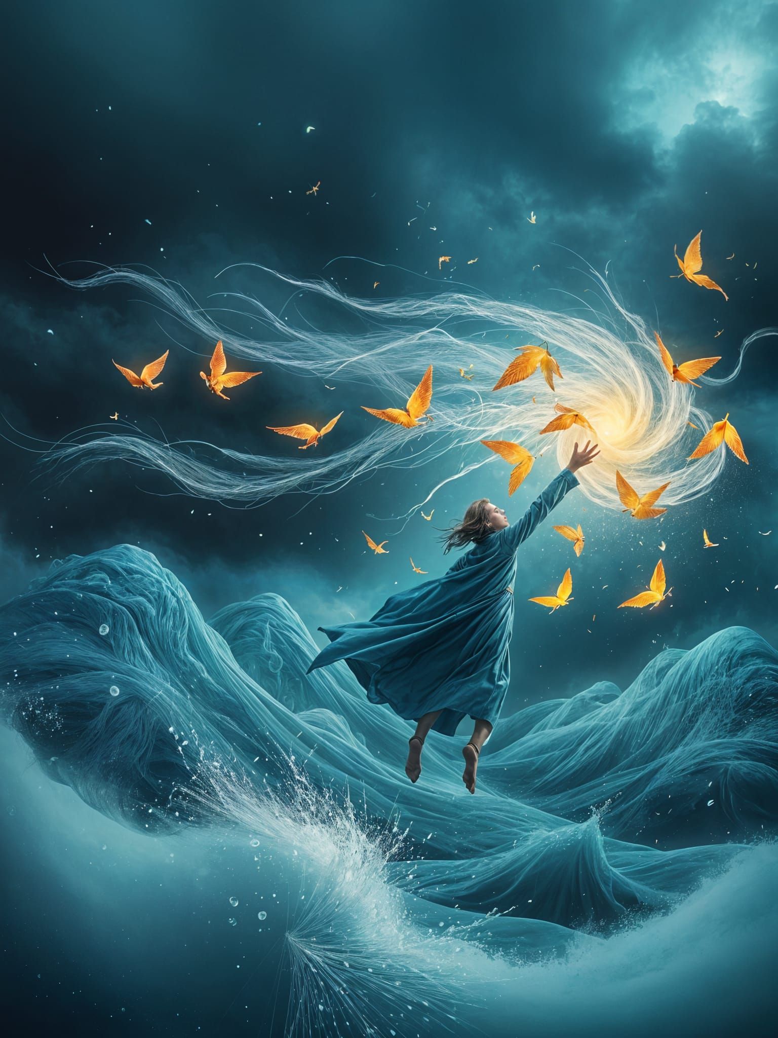 Magical Wind Magician Summoning a Storm