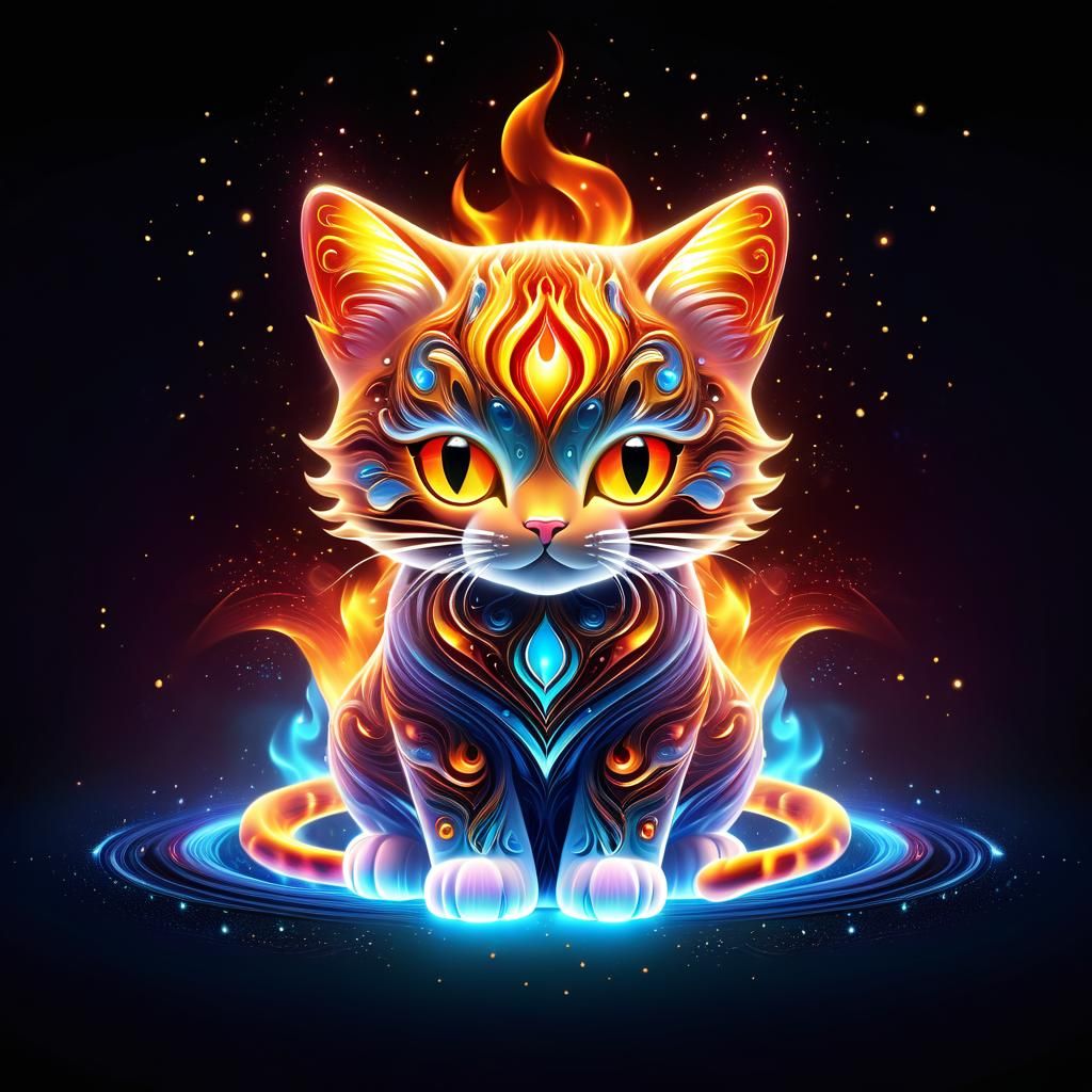 Raging Fire Cat in Astral Starscape