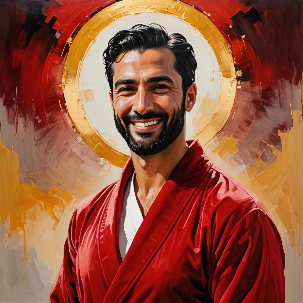 Radiant Portrait of Smiling Man in Impasto Style