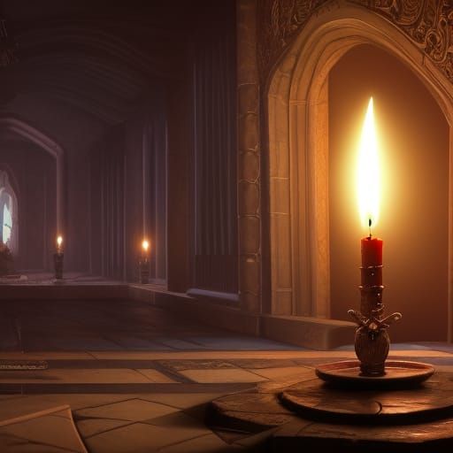 Single Candle in Deep Color Fantasy Art