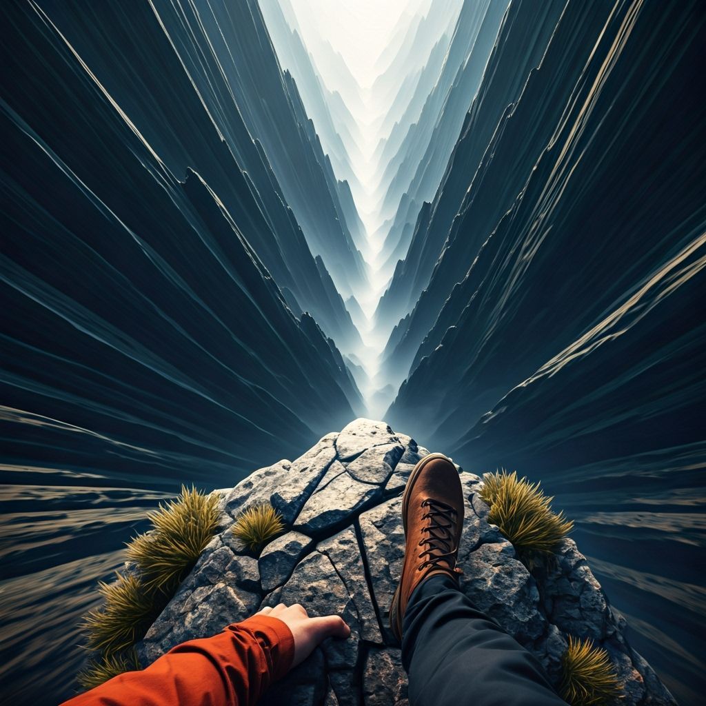 Climber's Grasp: Sheer Cliff Edge in Cinematic Realism