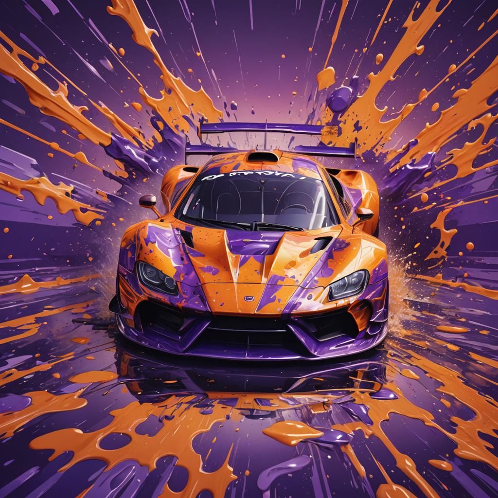 Psychedelic Racecar in Hyperrealistic Splash Art
