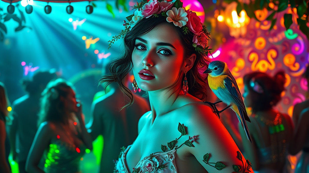 Ethereal Dancing Queen in a Surreal Discotheque