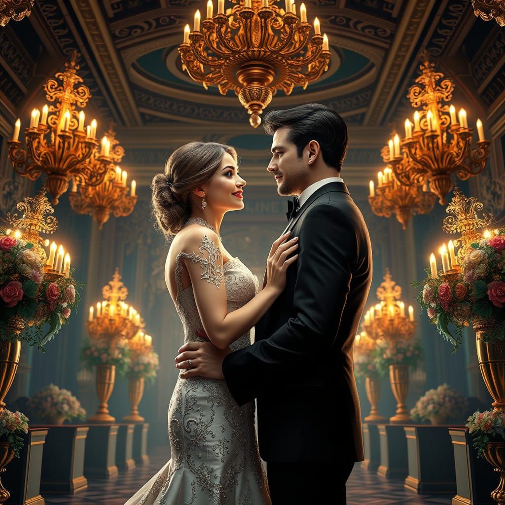 Elegant Regal Couple in Grand Function Hall