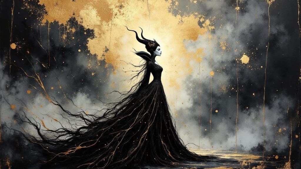 Majestic Disney Villain in Victorian Gothic Style