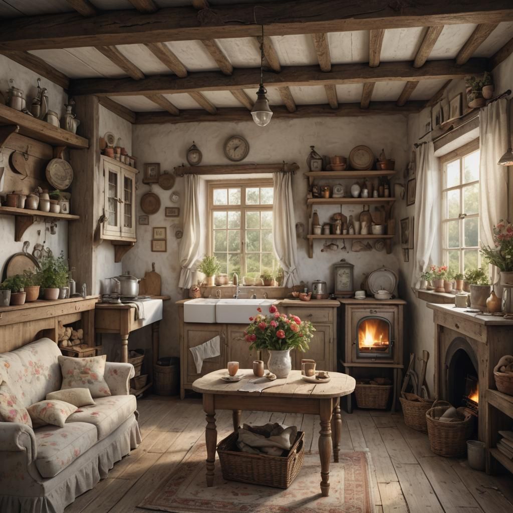 Cosy Shabby Chic Cottage Interior