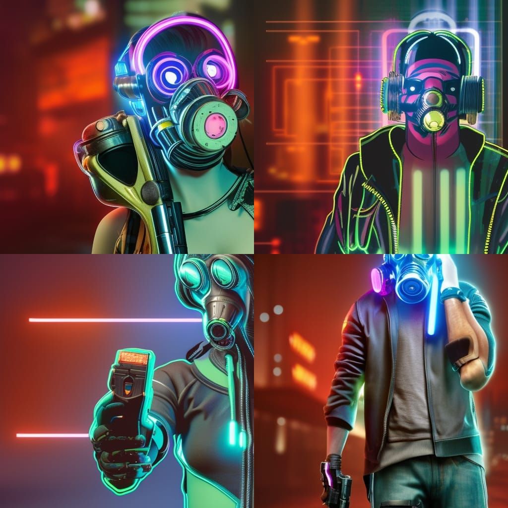Gas Mask Portrait in Cyberpunk 2099 Style