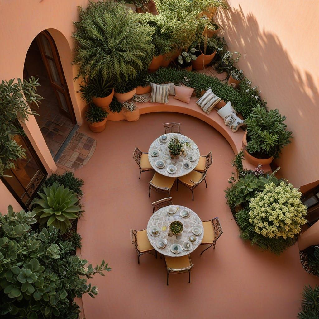 Bohemian patio ...Overhead view