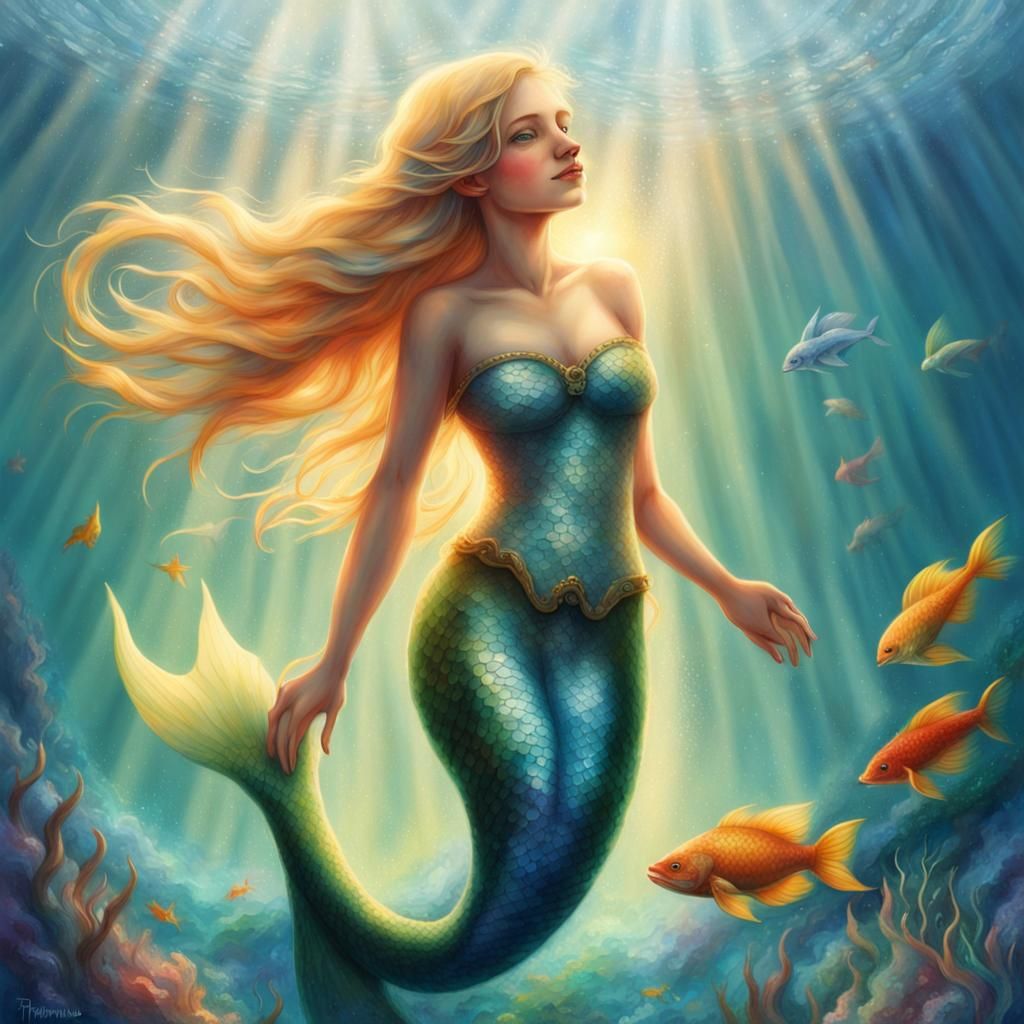 Radiant Mermaid Leaping from the Sea