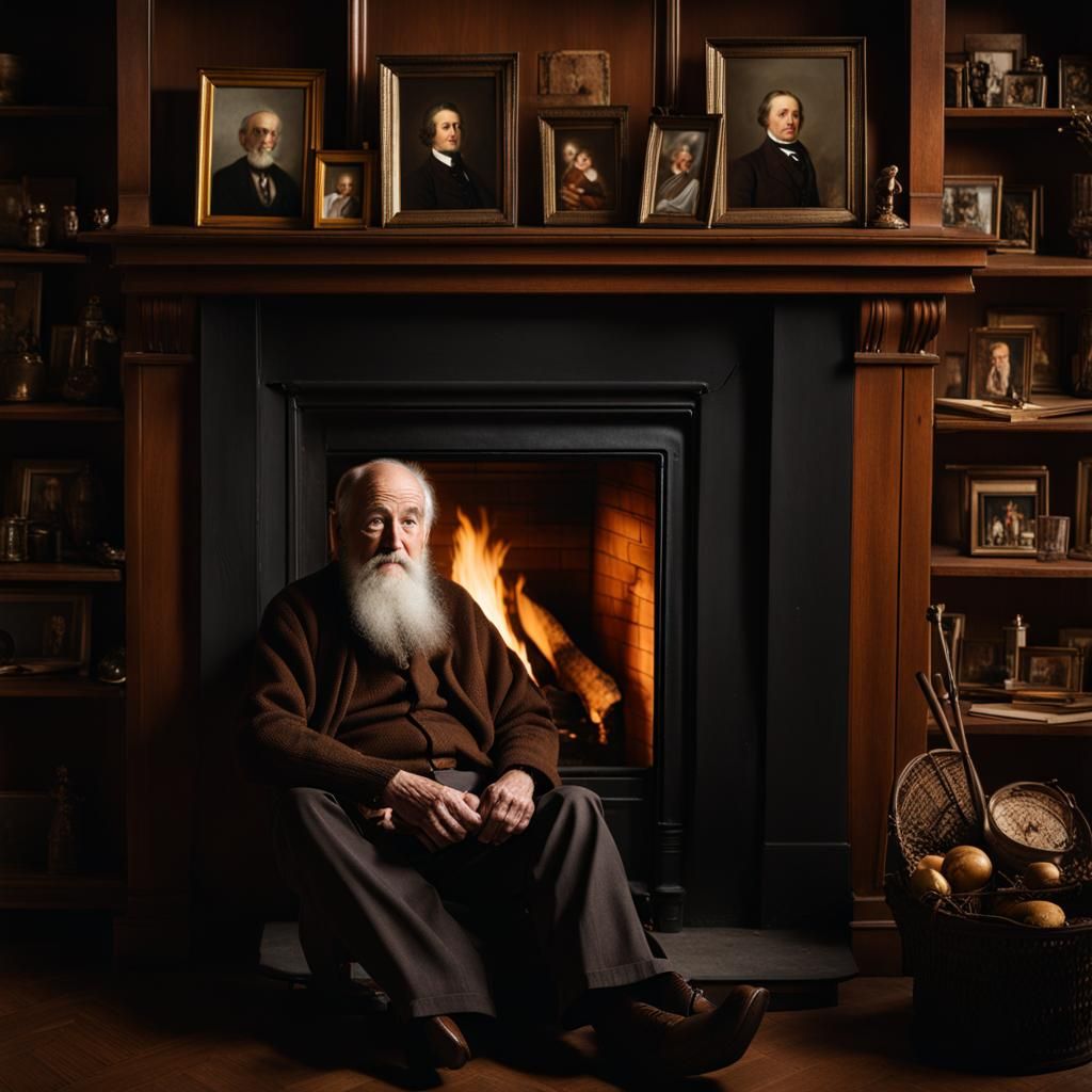 Cozy Fireplace Scene with Family Photos