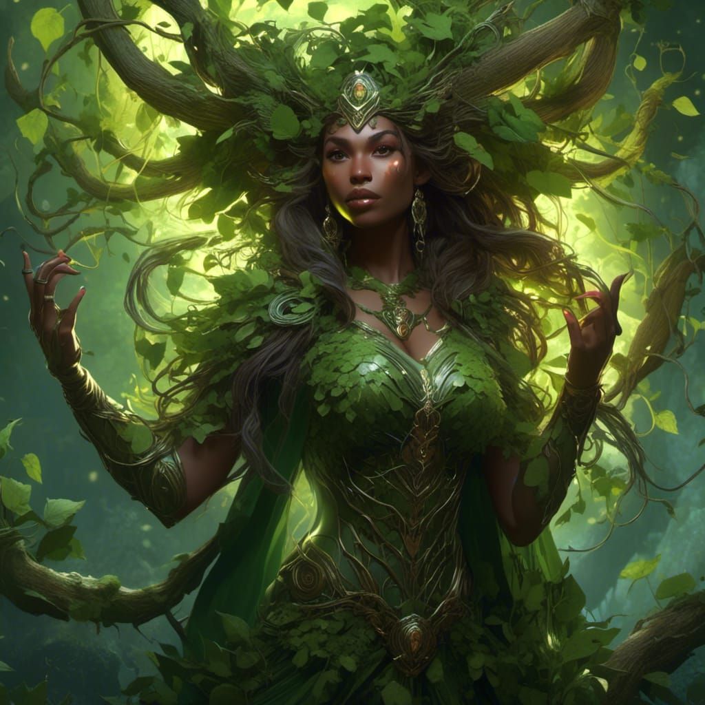 D&D Female Leshy with Vines and Leaves