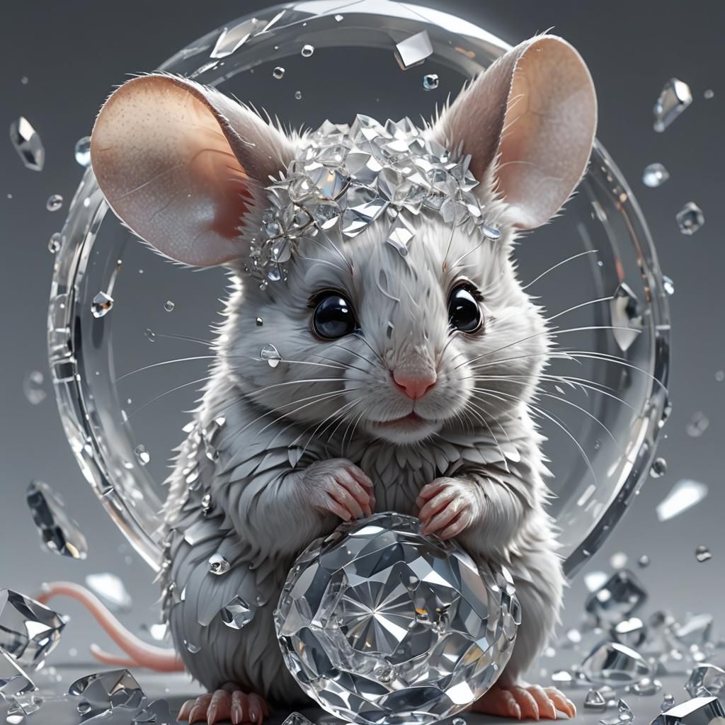 Crystal Mouse Portrait in Hyperrealistic Digital Art