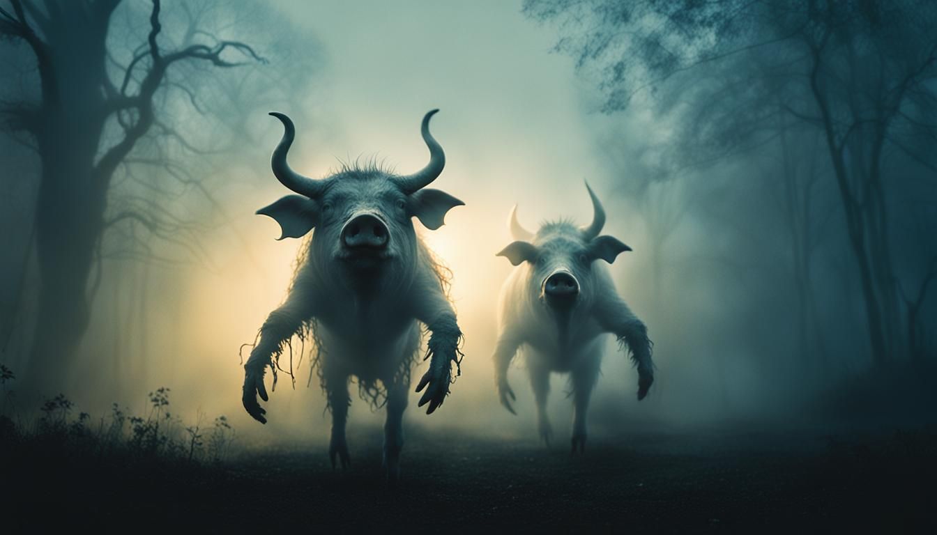 Eerie Creatures Emerge from Fog in Cinematic Style