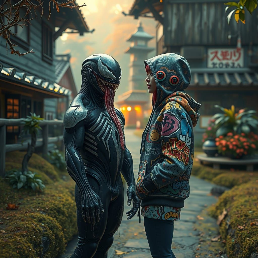 Anime girl meets venom at Japanese village