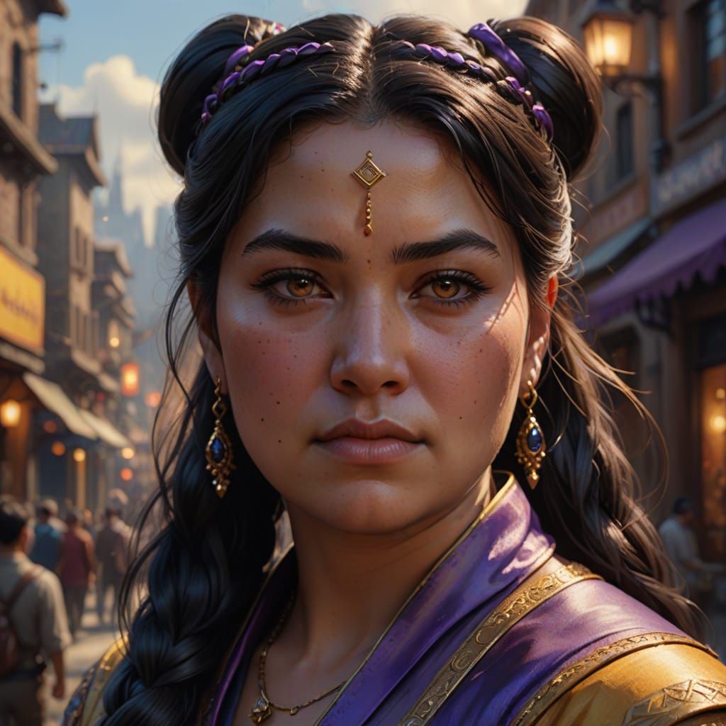 Fantasy Art Portrait of Woman with Ponytail