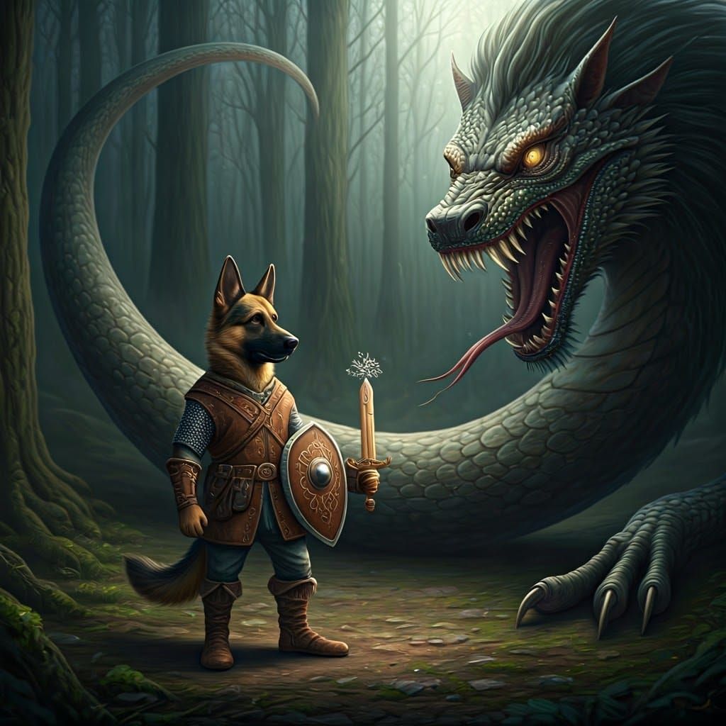 Miniature Adventurer German Shepherd Stands Valiantly Agains...