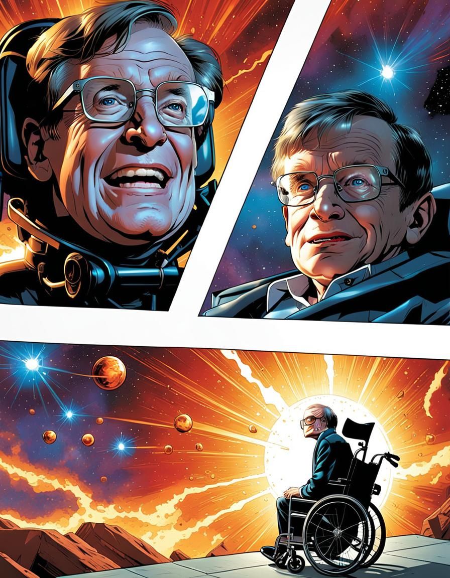 Stephen Hawking Superhero in Comic Art