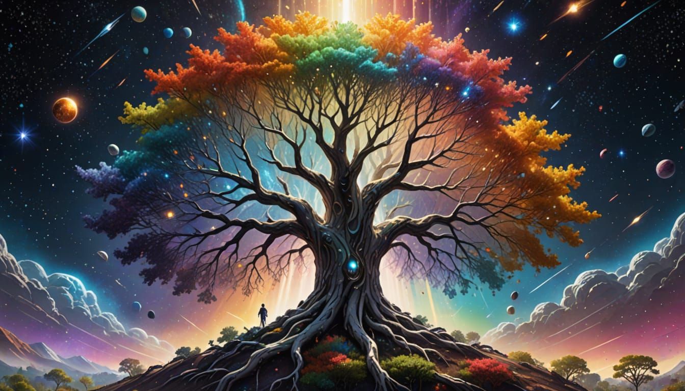 Rainbow Illumination: White Tree Seed in Space