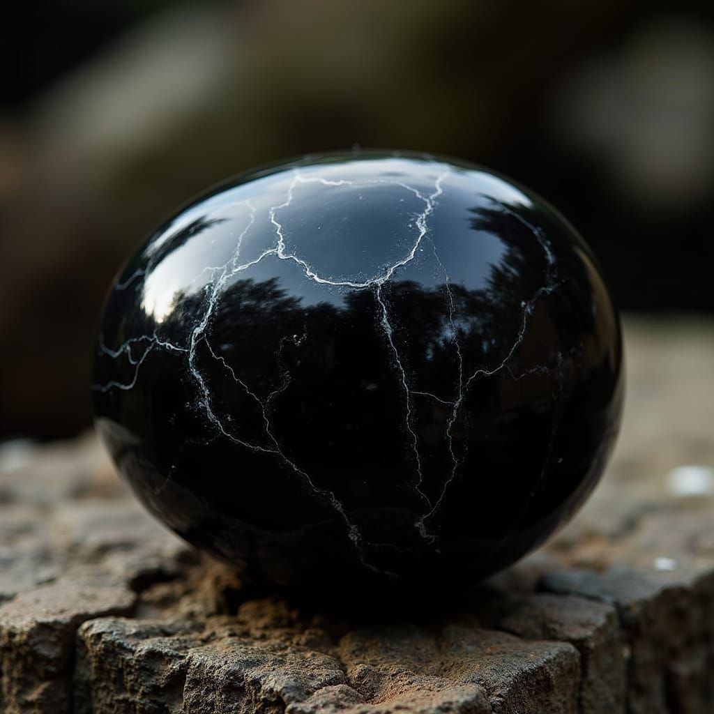 Striking Black Obsidian Texture Close-Up