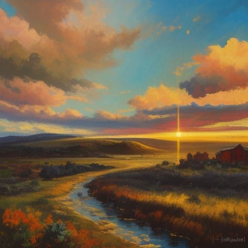 Rustic Compass in Golden Light, Fauvist Expressionism