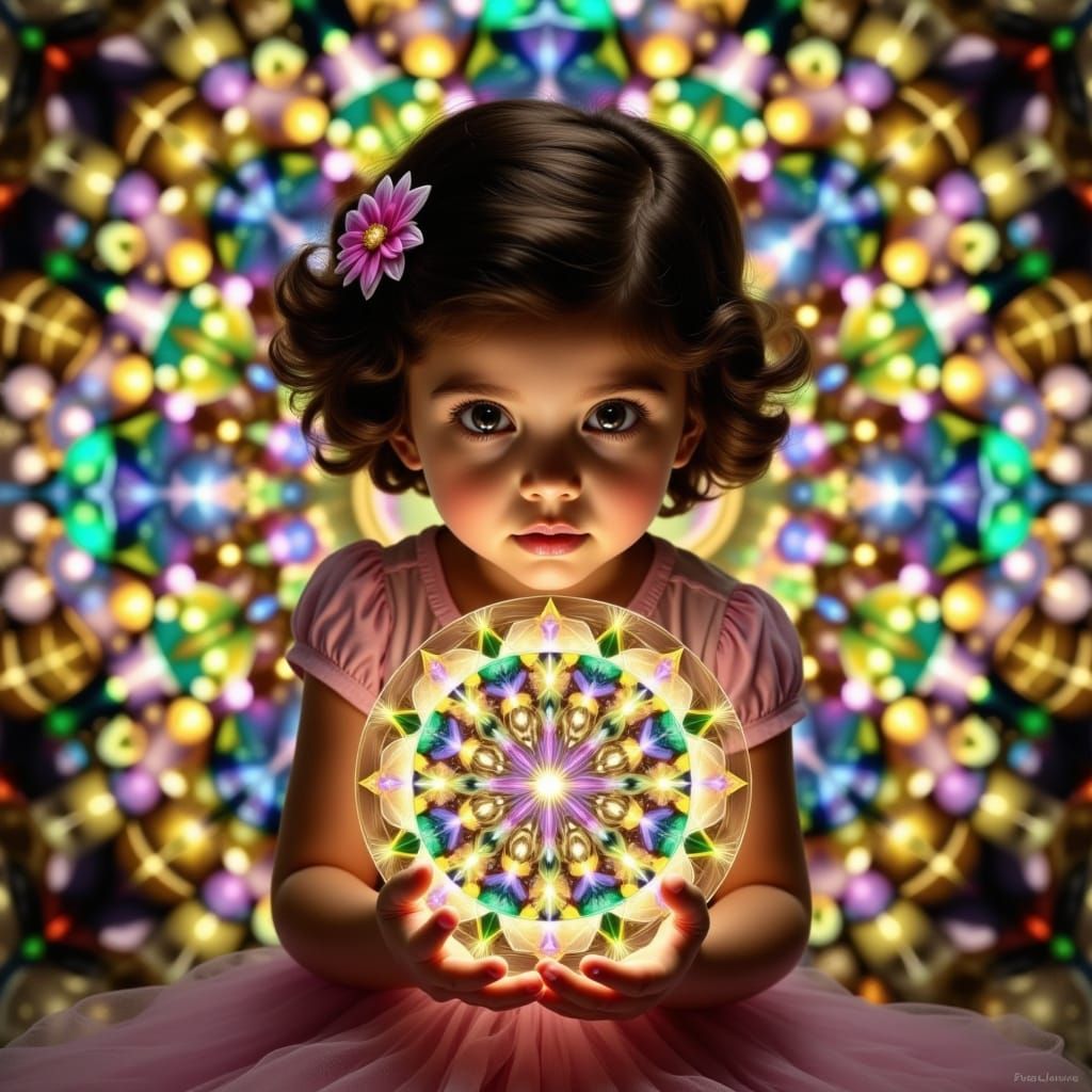 Child with Kaleidoscope in Soft Vintage Tones