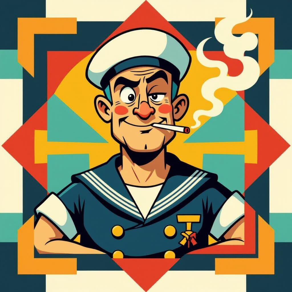 Popeye Smokes in Bauhaus Pop Art Style