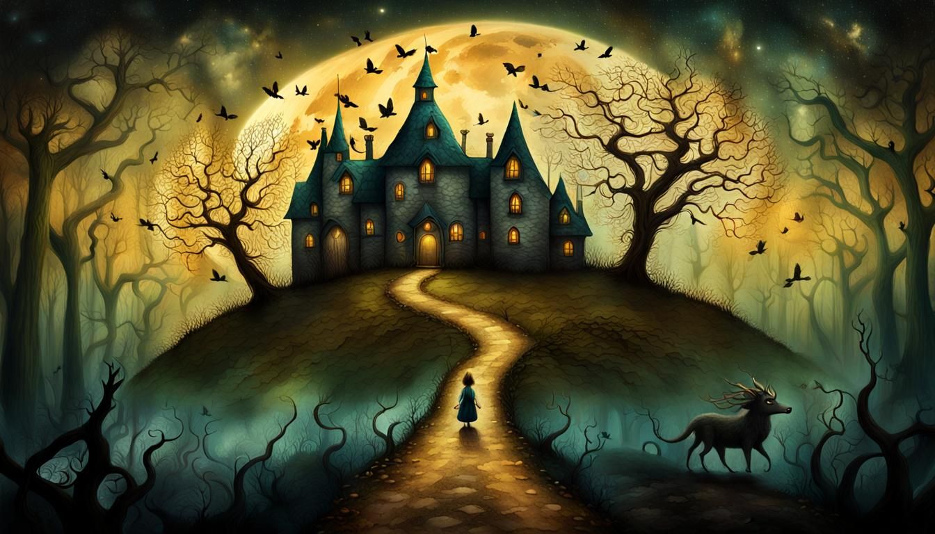 Surreal Fairytale: Dreamlike Scene in Watercolor