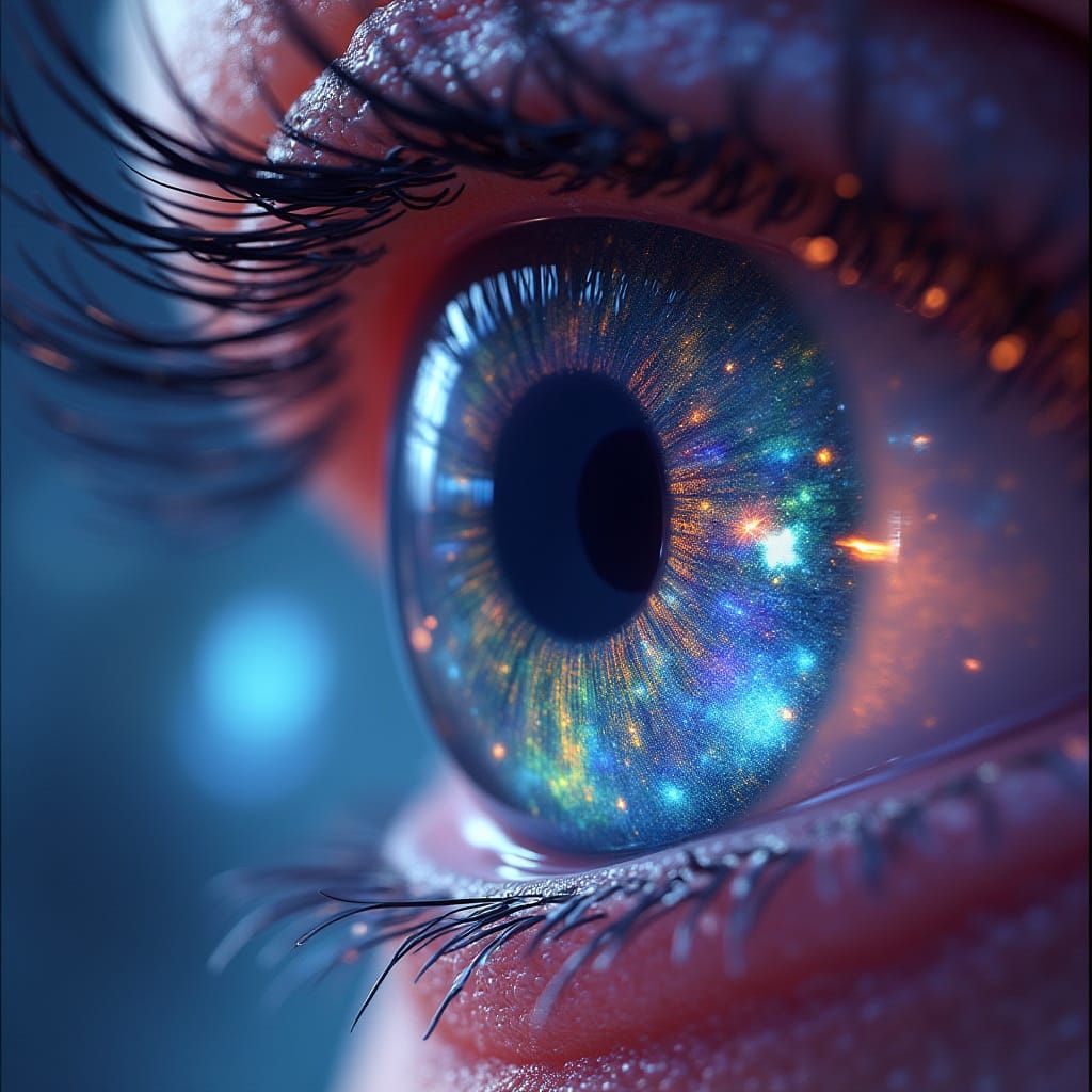 Alien Eye Reflecting Galaxies in Cosmic Art