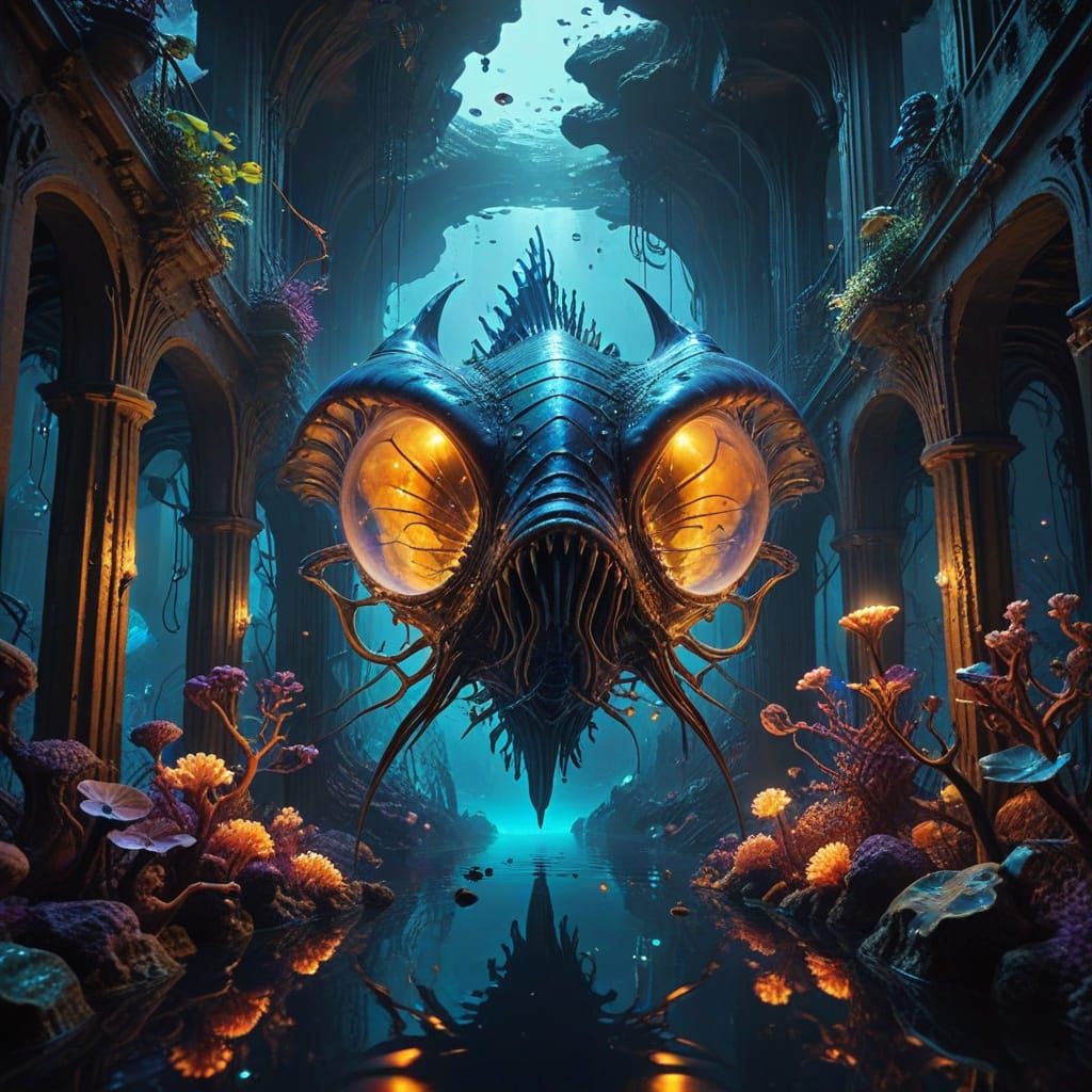 Surreal Underwater City in Leviathan Ribcage