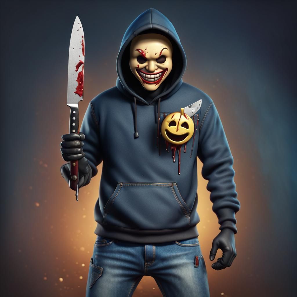 Emoji Mask Serial Killer: Detailed Matte Painting