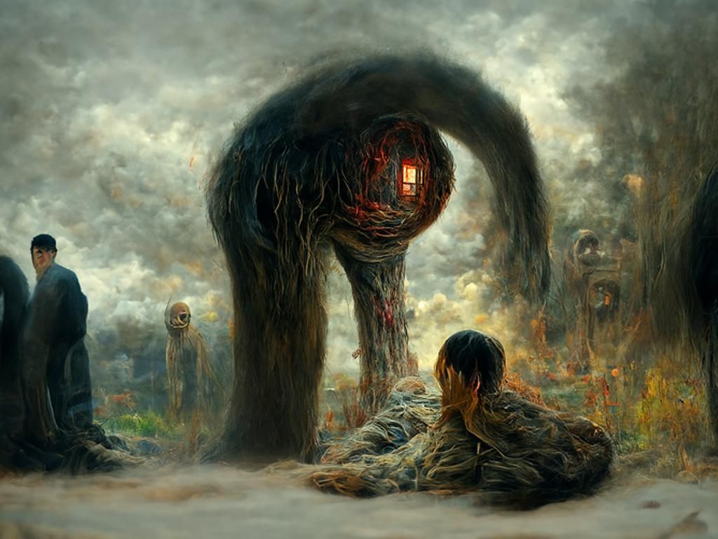 Horror Scene by Rutkowski, Kinkade, Beksiński, and Ito