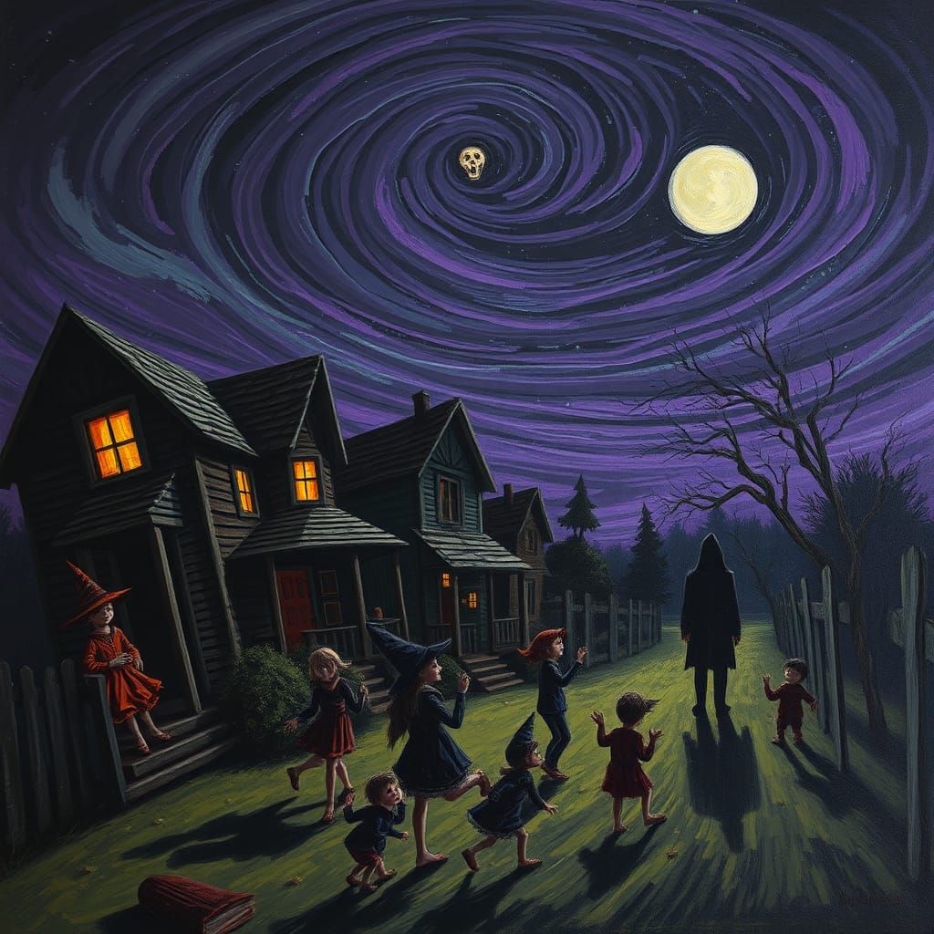 Eerie Halloween Night in Expressionist Style