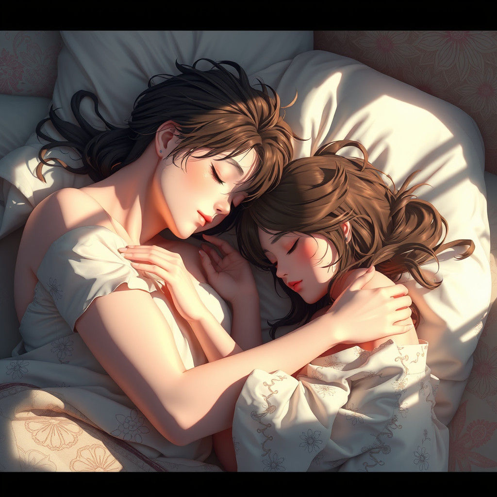 Lovers Embrace in Ethereal Light: 3D Anime Art