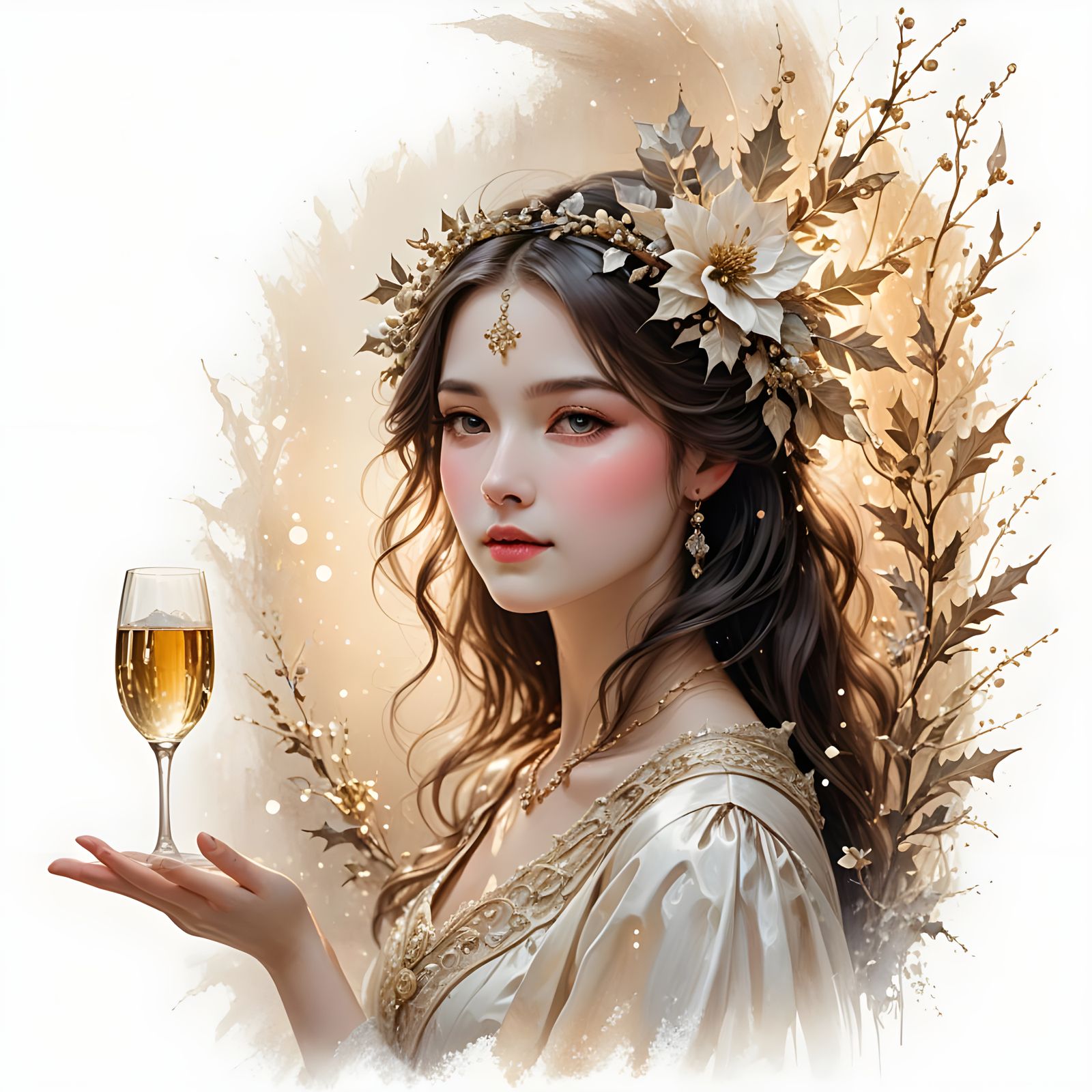 Surrealist Christmas Scene in Soft Pastel Colors, Victorian....