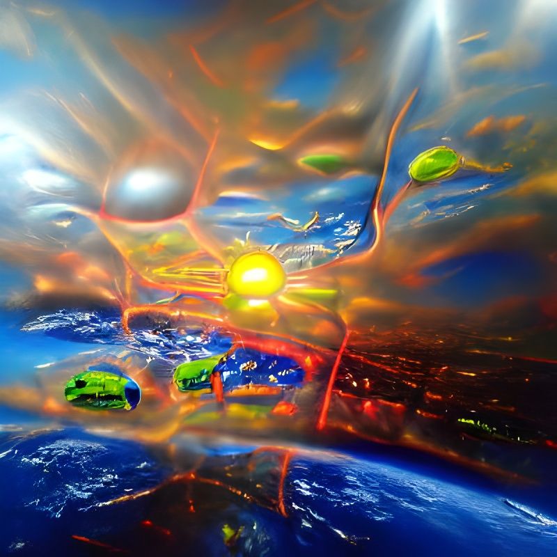 Earth From Space in Neon Oil Paint