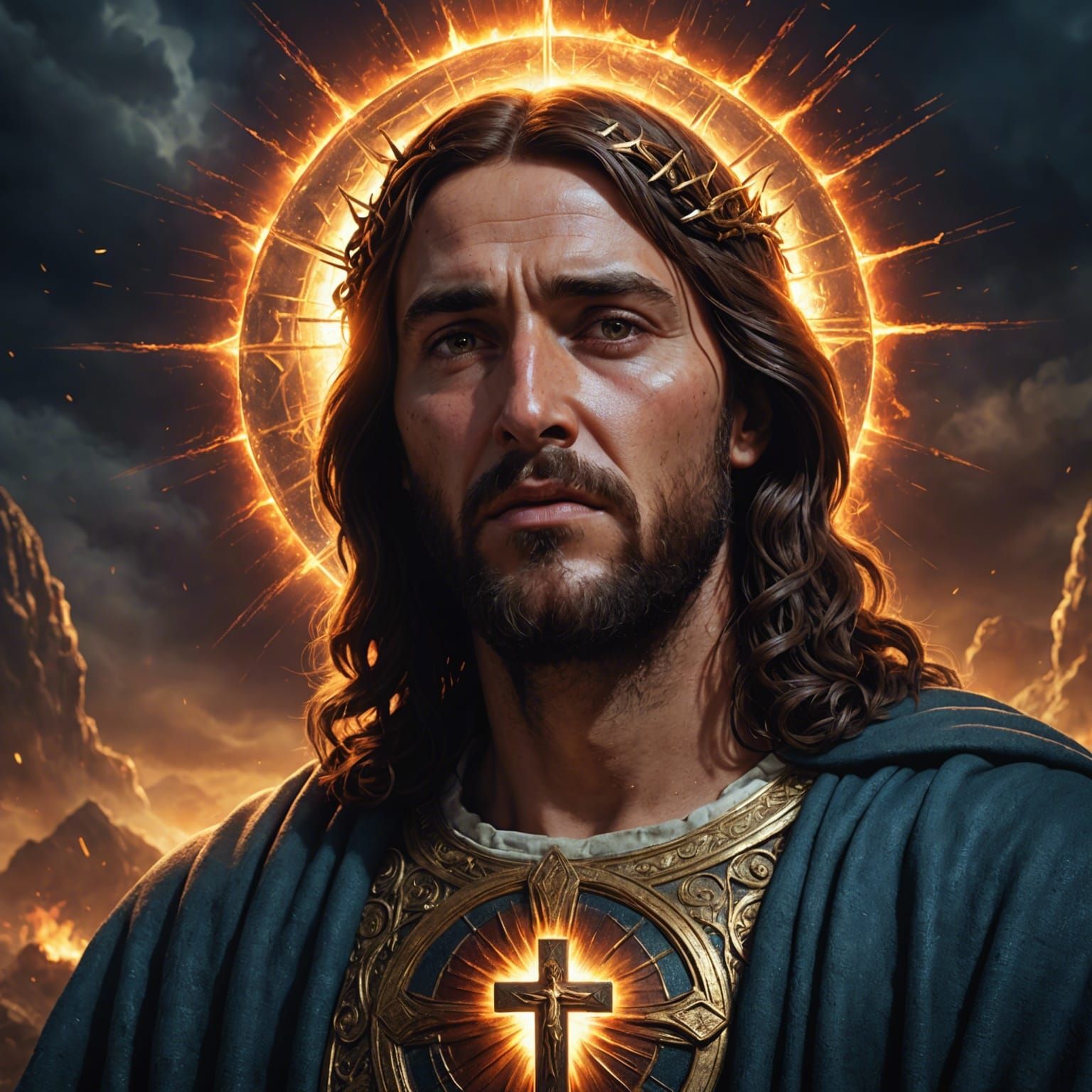 Serene Jesus Christ Portrait Holding the World