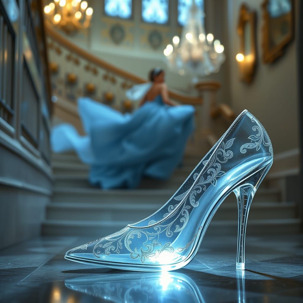Glass Stiletto Pump in Whimsical, Art Nouveau-Inspired Setti...